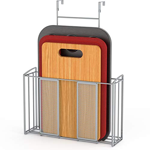 Simple Houseware Over Cabinet Door Organizer, 12.5"Wx3.75"Dx18"H, Mesh Silver - color: Silver