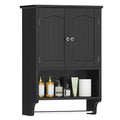 TEENFON Bathroom Wall Cabinet with Adjustable Shelves and Towel Rack, Wall Mounted Over The Toilet Storage Cabinet for Bathroom, Living Room, Black - color: Black With Towel Bar