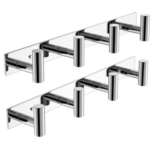 VAEHOLD Hat and Coat Wall Mount Rack - Hooks for Robes, Bags, Keys, and Towels - Bathroom Towel Hanger Organizer (Polished Chrome, “T“ Shape 4 Hooks 2 Pack) - color: Polished Chrome, size: “T“ Shape 4 Hooks 2 Pack