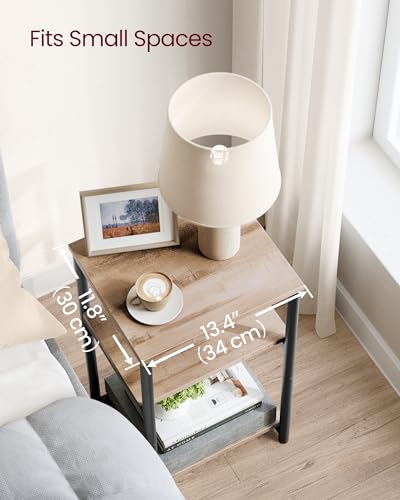 VASAGLE Side Table, Small End Table, Tall Nightstand for Living Room, Bedroom, Office, Bathroom, Camel Brown and Classic Black ULET273B50 - color: Camel Brown + Classic Black