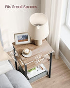 VASAGLE Side Table, Small End Table, Tall Nightstand for Living Room, Bedroom, Office, Bathroom, Camel Brown and Classic Black ULET273B50 - color: Camel Brown + Classic Black