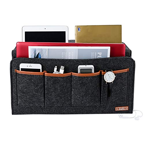 Zafit Bedside Caddy, 7 Pockets Large Size Bedside Organizer Caddy for Magazine Remotes Phone (17.3'' x 18.1'', Dark Grey) - color: Dark Grey, size: 17.3'' x 18.1''