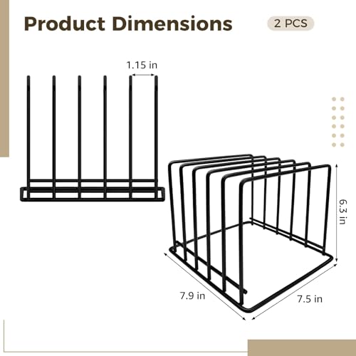 Homaisson Kitchen Pan Organizer Pot Rack 2 Pack,5-Slot Holder for Thin Pans Baking Trays and Cutting Boards for Kitchen Countertop Cabinet Storage