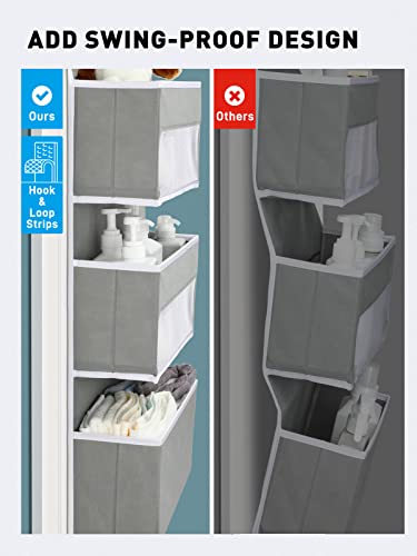 Yecaye 6-Tier Over the Door Storage Organizer, Flexible 1 Split into 2 Swing-proof Hanging Bathroom Storage Organization, Bedroom Organizer and Storage for Newborn Baby Essentials, Grey - color: Grey, size: 6 Tier