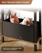 CHOEZON Small Narrow Side Table with Charging Station, Skinny End Table with Fabric Basket, Slim Nightstand for Small Spaces, Sofa Side Table, for Living Room, Bedroom, Rustic Brown and Black TBZ07UBF - color: Rustic Brown + Black