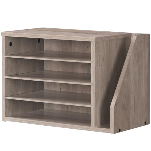 HOOBRO Mail Sorter, Literature Organizer with Adjustable Shelves, Paper Organizer for Office, Home, Wood Countertop Mail Sorter, File Holders, Magazines, Greige BG41WF01N1 - color: Greige