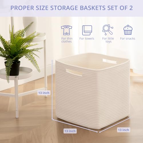 OIAHOMY Storage Cubes, 13 Inch Cube Storage Organizer, Collapsible Storage Bins, Baskets for Organizing, Storage Bins for Shelves-White, 3-PACK - color: White, size: 3Pcs-13*13*13inch
