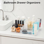 SMARTAKE 7-Piece Drawer Organizer with Non-Slip Silicone Pads, 4-Size Desk Drawer Organizer Trays Storage Tray for Makeup, Jewelries, Utensils in Bedroom Dresser, Office and Kitchen (Clear) - style: 7 PCS