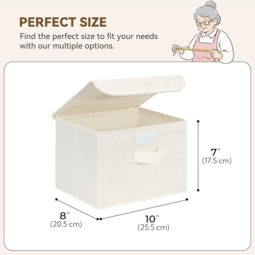 GRANNY SAYS Small Storage Bins with Lids, Small Storage Boxes, Shelf Baskets for Shelf, Collapsible Storage Bins for Living Room, Bedroom, 10x8x7 Inch, Ivory White, 2-Pack - color: Ivory White, size: Small-2 Pack