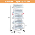 TOOLF 5-Tier Rolling Cart, Metal Utility Cart with 3 Hooks, Easy Assemble Mobile Storage Trolley On Wheels, Metal Shelving Units Kitchen Bathroom Laundry Room - color: White, size: 5-Tier