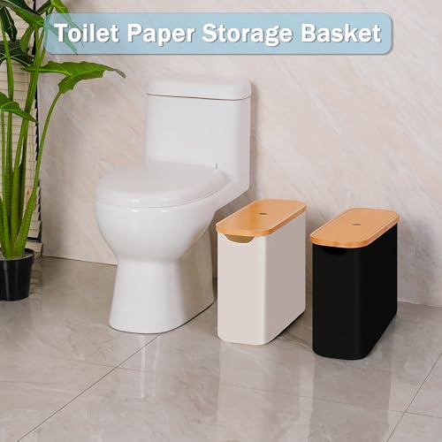 efluky Toilet Paper Storage, Toilet Paper Basket with Lid, Bathroom Storage Organizer, Free Standing Holder Up to 9 Mega Rolls, Black - color: Black
