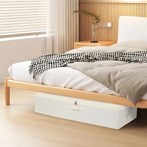 Under Bed Storage Containers, Storage Bins With Lids, Clothes Organizers With Sturdy Structure and Reinforced Handles, Beige, 2 Pack, 31.5 x 15.7 x 5.9 Inch - color: Beige, size: 31.5x15.7x5.9in(2-Pack)
