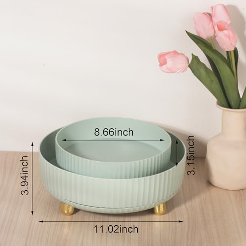 Anyoifax Makeup Perfume Organizer Tray 360 Degree Rotating Lazy Susan Skincare Lotion Organizer Spinning Cosmetics Storage for Dresser, Vanity, Bathroom Countertop, Large Light Green - color: Green, size: 11 "