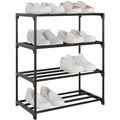 Small Metal Shoe Rack,Stackble Shoe Stand Storage Organizer for Entryway, Hallway and Closet (4-Tier,Black) - size: 4-Tier-Black-1R