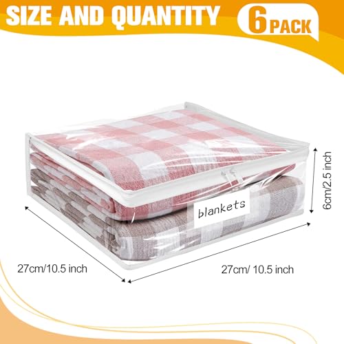 Plastic Storage Bags with Easy-Glide Zipper, Pack of 6, Durable Clear Vinyl Zippered Storage Bags for Clothes Sweaters Comforters Blankets Sheets Bedding (10.5 x 10.5 x 2.5 Inch, White) - color: White, size: 10.5 x 10.5 x 2.5 Inch - 6 Pack