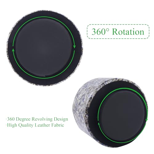 Round Leather Art Supply Organizer,Remote Control Holder,360-degree Rotating Pen Organizer with 4 Compartments(1-Marble Flower) - color: 1-Marble Flower