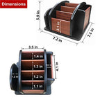 Revolving Remote control caddy,Wooden pen holder for desk office supplies stationery storage, Multi function home & office desktop organizer YCL875R