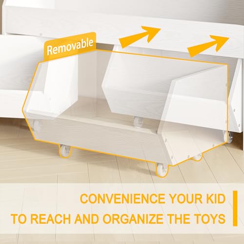 Fulhope Toy Storage Organizer for Kids, Toy Storage Cabinet with Drawers, Boys and Girls Toy Shelf with Wheels, Toy Organizer Kids Bookshelf with Storage for Nursery, Playroom, Bedroom (White) - color: White