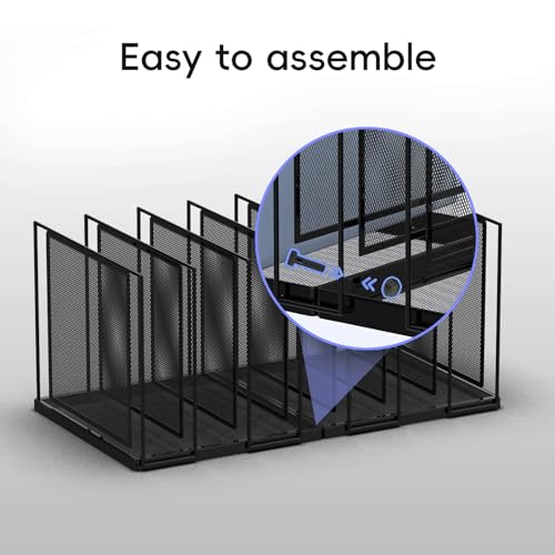 File Organizer for Desk, 7-Section Vertical File Sorter, Paper Holder Organizer Standing Metal File Folder for Office Home Classroom, Black - color: Black, size: 1 Pack 7-Section