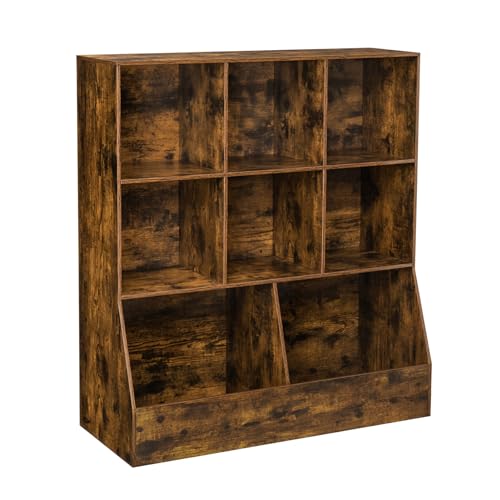 DINZI LVJ Toy Storage Organizer, Kids Bookshelf, Wood Toy Storage Cabinet, 3-Tier 8 Cubby Children Bookcase, 35.4" L Toddler Book Shelf for Playroom, Living Room, Nursery, School, Rustic Brown - color: Rustic Brown, size: 3-Tier 35.4"