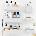 Kitsure Shower Caddy Adhesive - 6-Pack, No-Drilling Shower Shelves with Soap Holder, Toothbrush Holde, 6 Hooks, Rustproof & Stylish Bathroom Organizers and Storage Solution, White, Large - color: White