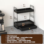 Coffee Bar Station Organizer with Built-In Drawer, 2-Tier Countertop Shelf for Tea Bags, Coffee Accessories, Syrup Bottles (Black) - color: Black