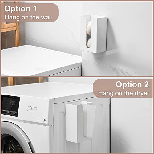 Magnetic Dryer Sheet Holder for Laundry Room,Metal Dryer Sheet Container,Dryer Sheet Dispenser for Laundry Room Organizition,Wall Dryer Sheet Box,Fabric Sheet Holder,Laundry Detergent Sheets Dispenser - color: white