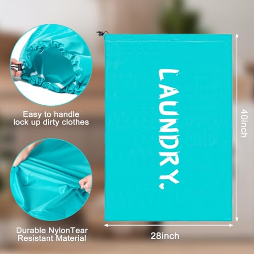 2 Pack 28" x 40"Travel Laundry Bag, Machine Washable Dirty Clothes Organizer with Drawstring,Large Enough to Hold 4 Loads of Laundry, Easy Fit a Laundry Hamper or Basket Travel Essentials - color: Blue+Red, size: 28"x40" |2 Pack
