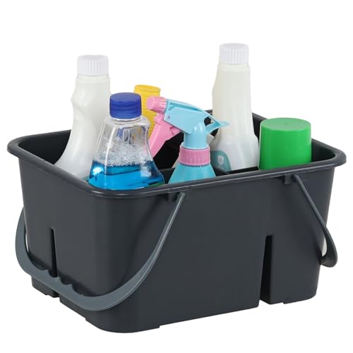 Plastic Cleaning Caddy with Handle, Portable Plastic Storage Caddy Organizers, Gray, F