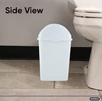 Superio Small 2.5 Gallon Plastic Trash Can with Swing Top Lid, Compact Slim Waste Bin for Under Desk, Office, Bedroom, Bathroom, Dorm Room, 10 Qt. Portable Garbage Can (White) - size: 2.5 Gallon, style: 1 Pack