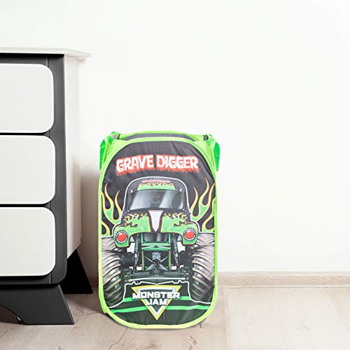 Jay Franco Monster Jam Grave Digger Pop Up Hamper - Mesh Laundry Basket/Bag with Durable Handles - color: Monster Jam - Grave Digger