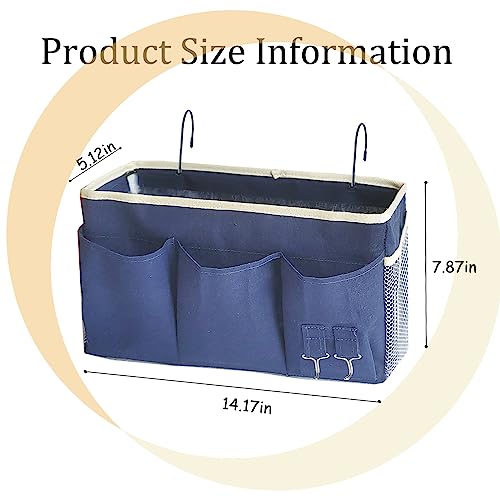 Bedside Caddy, Bedside Hanging Storage Organizer forBunk and Hospital Beds,College Dorm Bed，Can be Placed Glasses Books Mobile Phones(Navy Blue 1) - color: Navy Blue