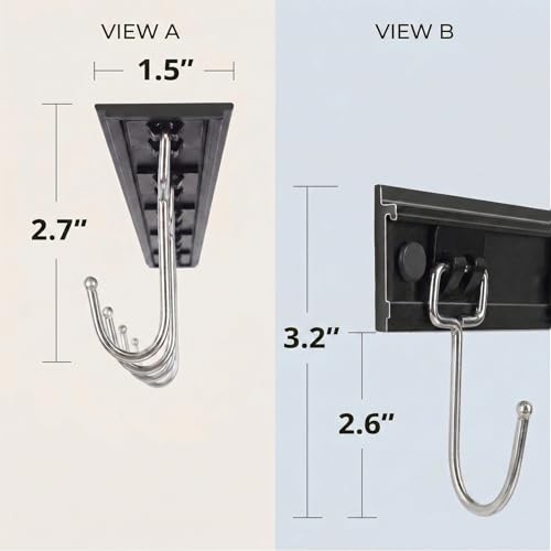 Cociat 2pcs Utensil Racks with 6 Hooks 11 Inch Mug Holder Under Cabinet Kitchen Utensil Holders Multifunctional (11 inch) - color: BLACK, size: 11inch & 6 hooks