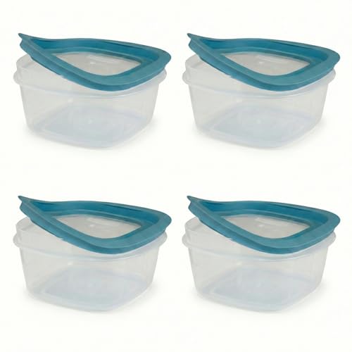Storage Containers, Easy Find Lids, Teal, 2 Cup pack of 4, Flex & Seal, Leak Proof Lids, Food Storage Set, Clear Meal Prep Flex Containers, Assortment - size: 2Cup