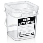 Baderke 1 Pack Battery Disposal Container Battery Recycling Container 1.32 Gallons Capacity Dry Cell Storage Recycling Bin with Label (Transparent) - color: Transparent