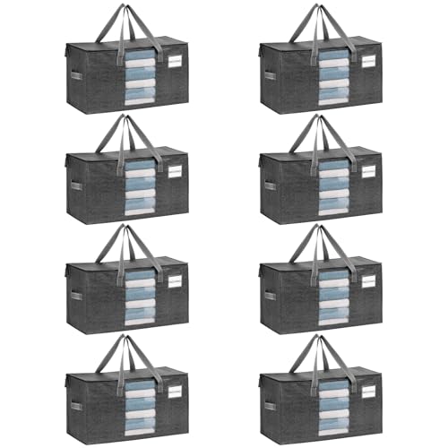 VENO 8 Pack Heavy Duty Moving Bags, Clothes and Comforter Storage Bags with Clear Window, College Dorm Essentials Packing Supplies, Foldable Boxes Alternative (Gray, 8 Pack) - color: Gray, size: 8 Pack