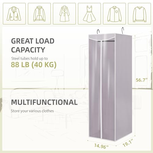 Garment Bags for Hanging Clothes Storage, Long Garment Cover with Zippered Clear Window for Closet Wardrobe Clothes Rack Organizer, Hanging Garment Bags for Dresses, Suits, 1 Pack, Gray - color: Gray, size: 1 Pack