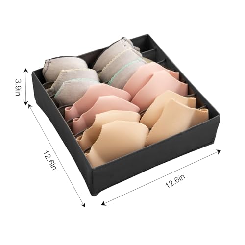 1 Pcs Drawer Organizer Storage Box for Underwear Socks Closet Divider for Wardrobe Dresser Vanity Space Saving Use(7-Grid Grey) - color: Grey-5, size: 12.6X12.6X3.4inch