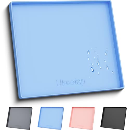 ukeetap Extra Thick Silicone Mat Waterproof with Raised Edge 22" x 19", Under Sink Mat for Kitchen & Bathroom, Kitchen Cabinet Liner, Multi-Purpose for Storage & Protection, Blue - color: Blue, size: 19"L x 22"W