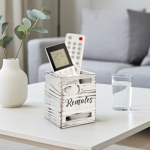 Small Remote Control Holder for Table Bedside Organizer Controller Holder Remote Holders Wall Mount Remotes Organizer for Bed Couch Wooden Control Box Wall Storage Rustic Accessories for TV Stand - color: Rustic White, size: 1 Slot