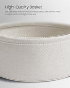 VASAGLE LILEA Collection - Small Round Side End Table, Modern Nightstand with Fabric Basket, Cement Gray and Cream White ULET223G49 - color: Cement Gray + Cream White, size: Round + 1 pack
