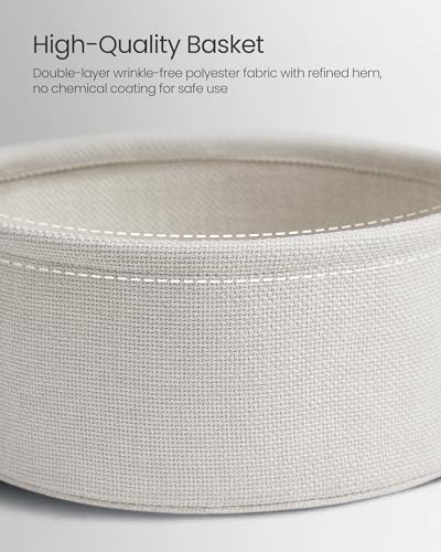 VASAGLE LILEA Collection - Small Round Side End Table, Modern Nightstand with Fabric Basket, Cement Gray and Cream White ULET223G49 - color: Cement Gray + Cream White, size: Round + 1 pack