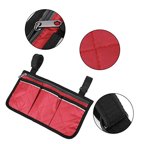 RiToEasysports Walker Bag,Multifunctional Wheelchair Side Bag Scooter Armrest Side Bag Hanging Pouch Storage Organizer for Bed Rail, Scooters, Walker Rollator - color: red