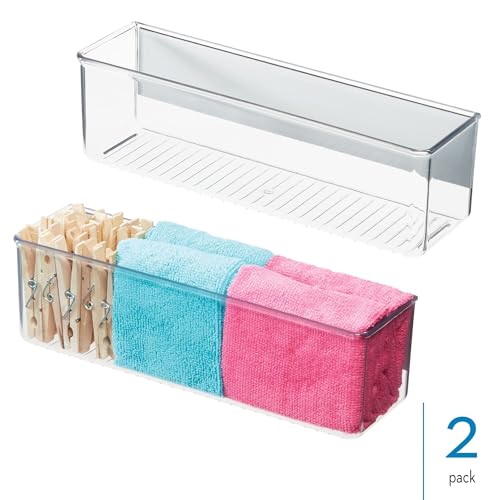 iDesign Magnetic Medium Clear Plastic Organizer Bins for Laundry Room Storage - 2-Pack - size: Medium, style: Pack of 2