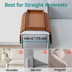 DETOR Couch Arm Tray with Spacious 12.4" x 5.4" Storage Box, Acacia Stained Bamboo Finish, Enhanced Non-Slip Felt Bottom, Sturdy Bamboo Slats, Fits Armrests 6" and Wider - color: Acacia Stained
