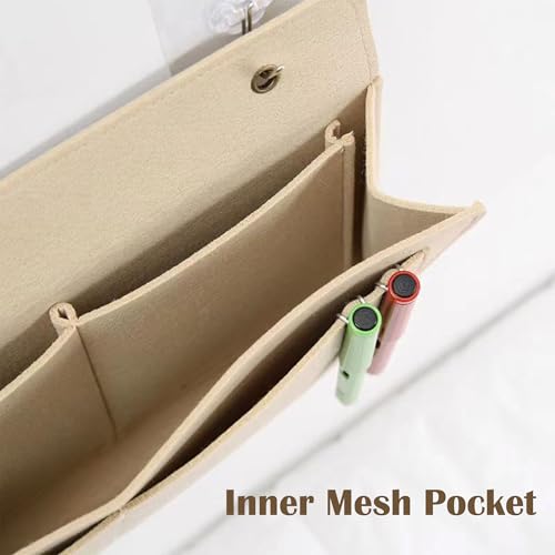 Bedside Caddy, 5 Pockets Felt Bedside Storage Organizer, Hanging Storage Organizer for Home Bedroom Living Room College Dorm Bed Water Bottles, Magazines, Phone, Glasses (Black) - color: Black