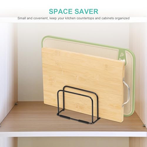 Cutting Board Holder Stand, Countertop Cookie Sheet Organizer, 6 x 6 x 3.9 in. Cookware Organizer for Baking Cookie Pan Small Racks Storage Kitchen Cabinet (Black)