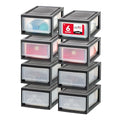 IRIS USA 6 Qt. Plastic Drawer Storage Organizer Stacking Drawers, 8-Pack, Stackable Unit with Sliding Drawer for Clothes Bedroom Kitchen Under Sink Pantry Craft Room Bathroom Dorm Office, Black - size: 6 Qt - 8 Pack