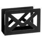 MyGift Black Metal Desktop Mail Holder with Cutout Envelope Design Home and Office Desk Letter Organizer - color: Black