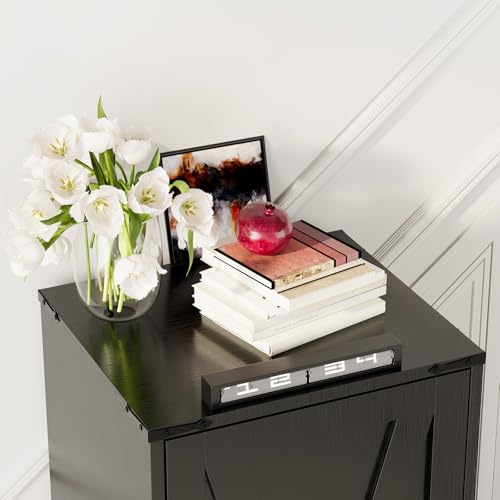 GOODONE 52" Farmhouse Shoe Cabinet with Bench, L-Shaped Shoe Storage Bench with Umbrella Stands, Tall Shoe Organizer Cabinet with Adjustable Shelves for Entryway, Living Room, and Stairwell(Black) - color: Black
